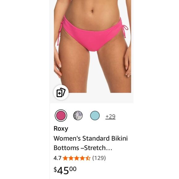 Roxy Women's Standard Bikini Bottoms –Stretch Swimwear, UPF+50, - S - Picture 8 of 8